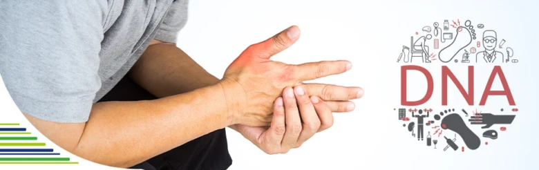 Man holding painful hand