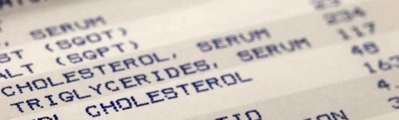 Výsledky krevního testu s hladinou triacylglycerolů.