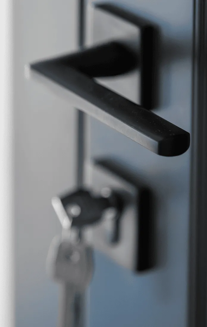 Door handle with key in lock