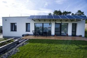 Modern house with solar panels
